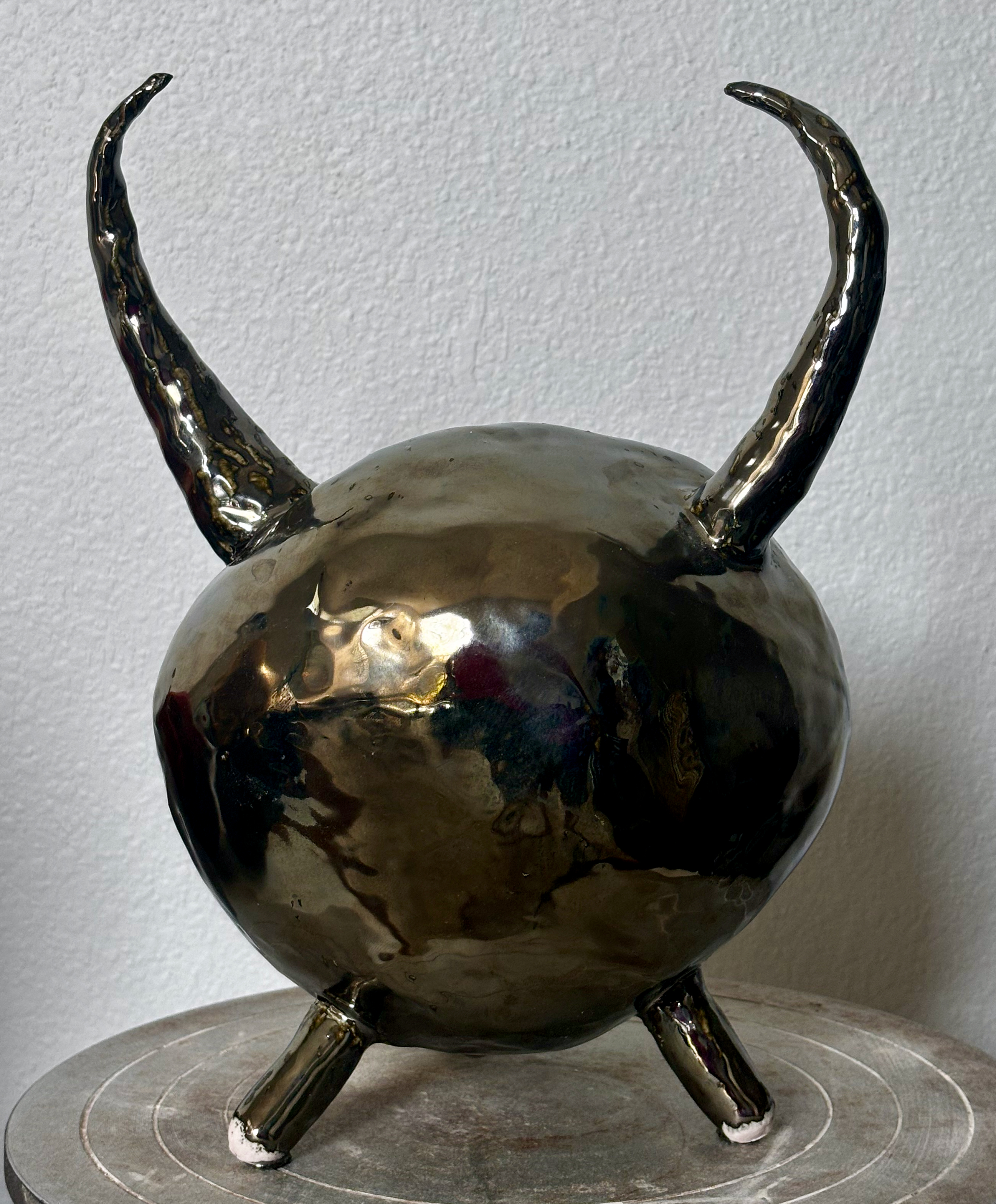 Hornball ceramic sculpture view