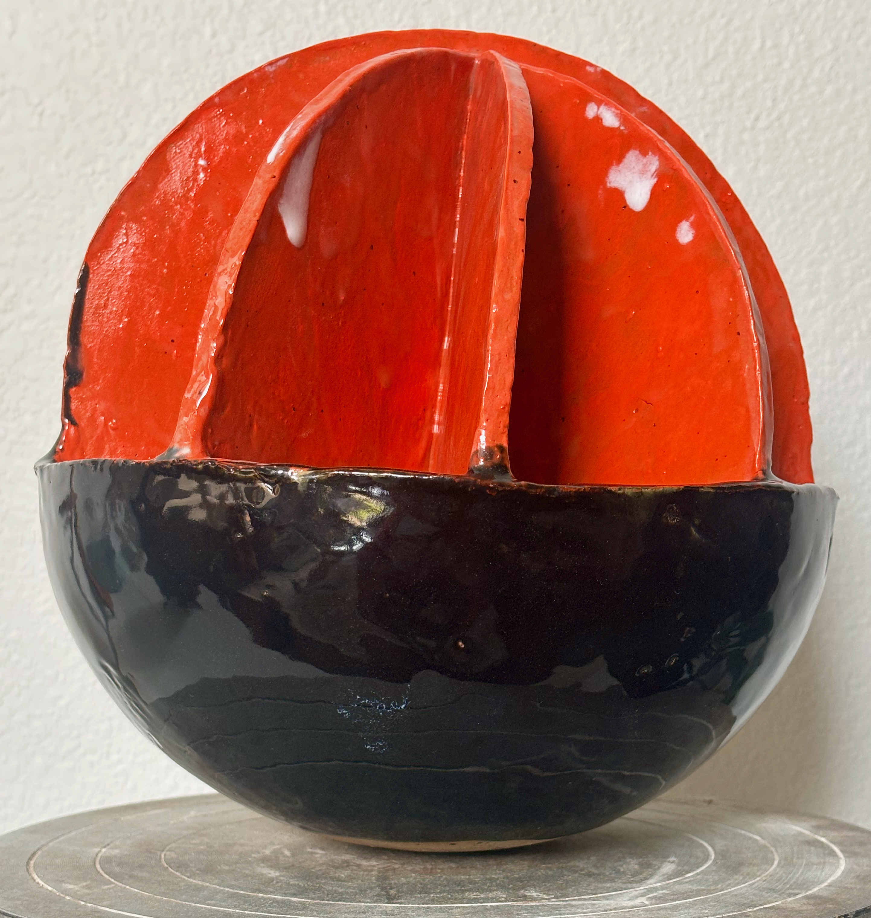 Orange ceramic sculpture view