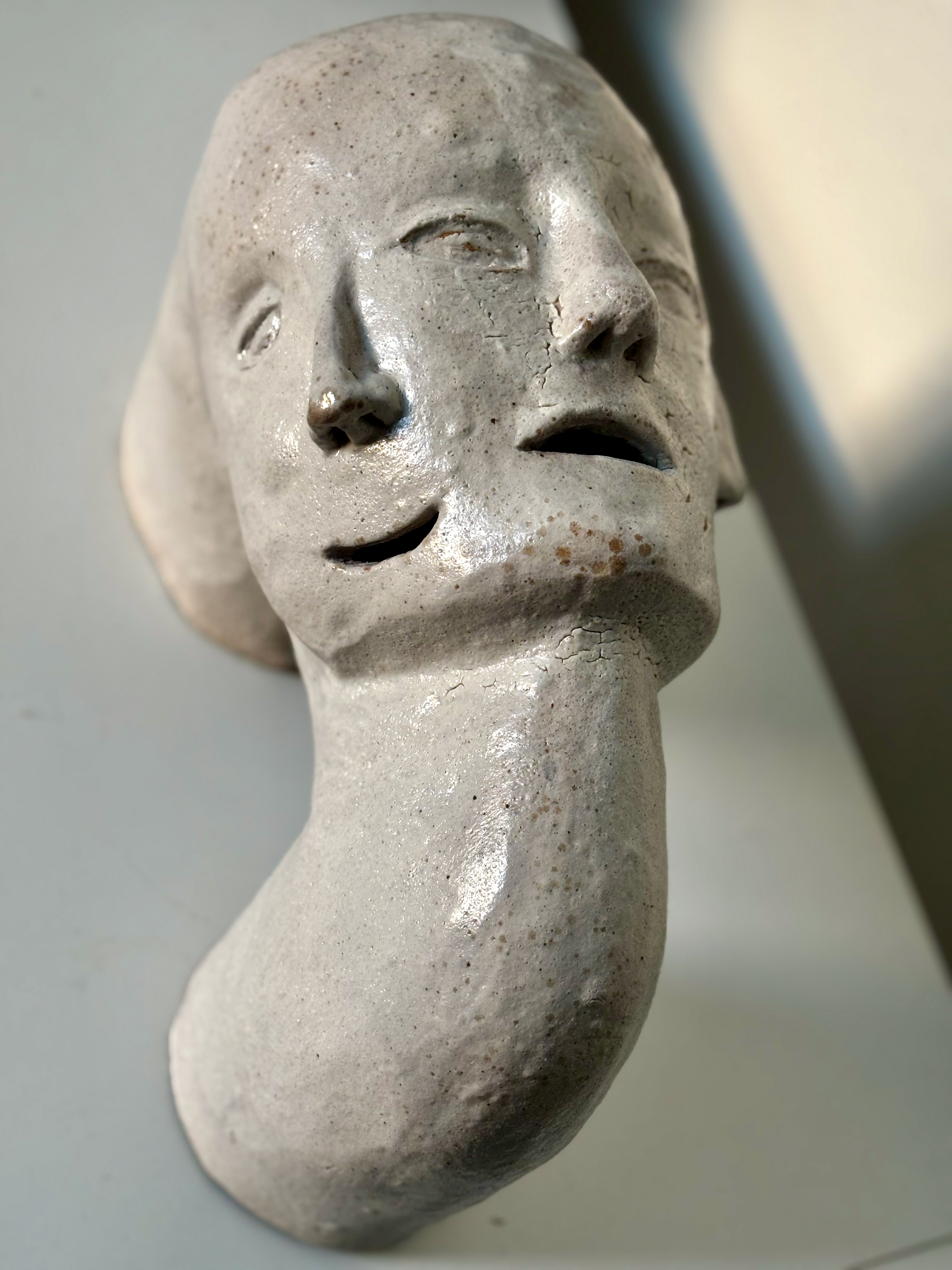 Triple Face ceramic sculpture view